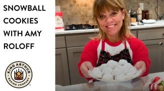 Amy in the kitchen with text overlay of the title